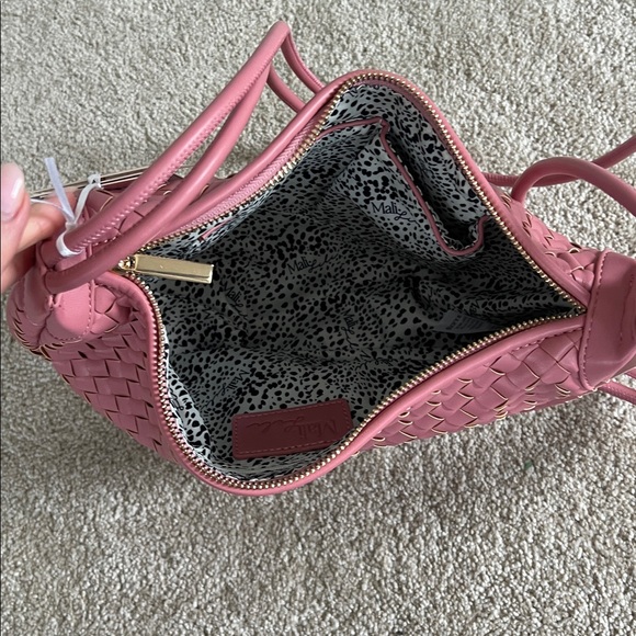 Anthropologie pink medium purse crossbody shoulder bag woven purse NEW - Picture 3 of 5